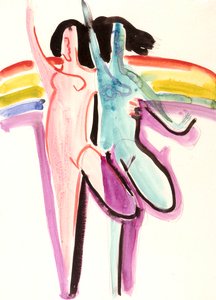 2人のダンサー、エッセンのボールルームのデザイン 作： Ernst Ludwig Kirchner